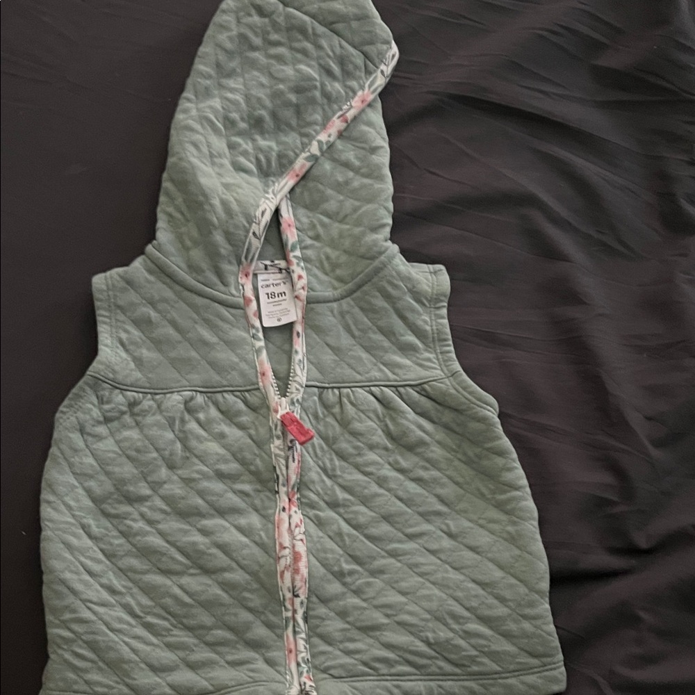 Carter's Quilted Hooded Vest - Sage Green
